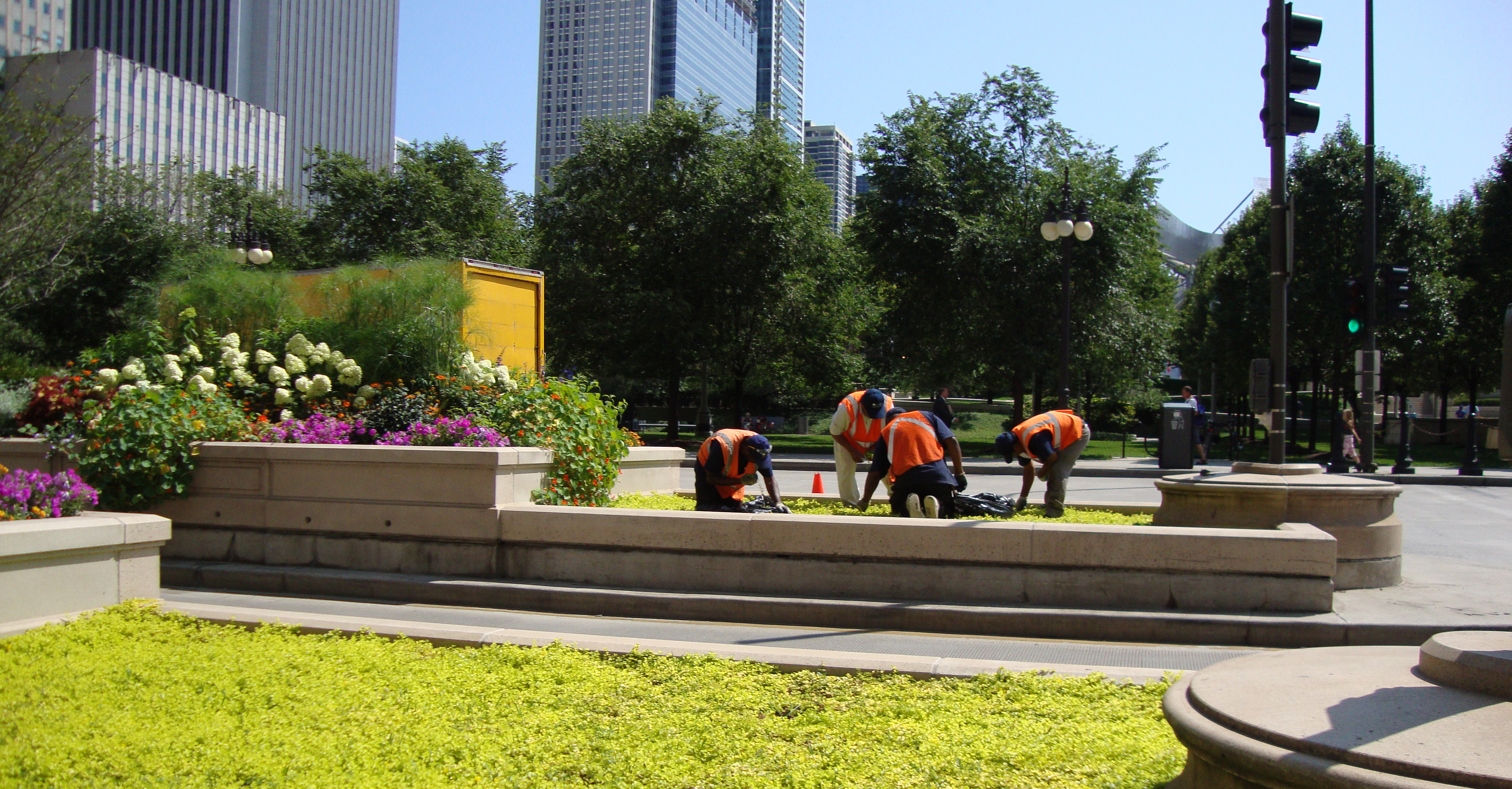 Crew Working on Michigan Avenue at Millennium Park